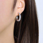 18K Gold Noble Fashion C Shape Diamond and Pearl Design Versatile Earrings - QH Clothing