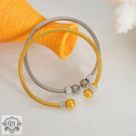 Exquisite and noble 18K gold diamond-set and round bead design versatile bracelet - QH Clothing