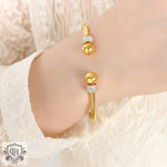 Exquisite and noble 18K gold diamond-set and round bead design versatile bracelet - QH Clothing