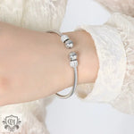 Exquisite and noble 18K gold diamond-set and round bead design versatile bracelet - QH Clothing