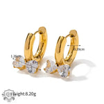 18K Gold Diamond-Set Double Heart Bow-Knot Earrings - QH Clothing