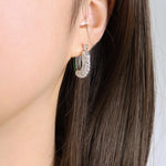 18K Gold Exquisite Dazzling U-Shaped Diamond Design Versatile Earrings - QH Clothing