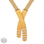 18k gold noble and atmospheric letter W arranged with diamond design necklace and bracelet set - QH Clothing