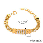 18k gold noble and atmospheric letter W arranged with diamond design necklace and bracelet set - QH Clothing