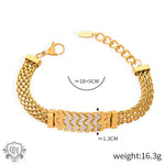 18k gold noble and atmospheric letter W arranged with diamond design necklace and bracelet set - QH Clothing