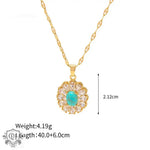 18K Gold Disc Pendant Necklace with White Zircons - QH Clothing