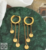 18k Gold Disc Tassel Earrings - QH Clothing