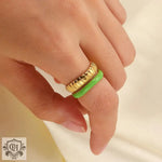 18K Gold Double Bread Pattern Opening Ring - QH Clothing