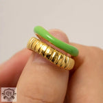 18K Gold Double Bread Pattern Opening Ring - QH Clothing