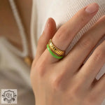 18K Gold Double Bread Pattern Opening Ring - QH Clothing