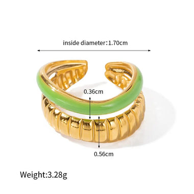 18K Gold Double Bread Pattern Opening Ring - QH Clothing