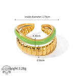 18K Gold Double Bread Pattern Opening Ring - QH Clothing