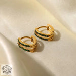 18K Gold Double Circle Diamond Earrings - QH Clothing