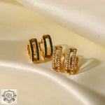 18K Gold Double Circle Diamond Earrings - QH Clothing