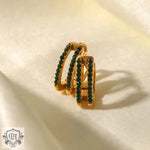 18K Gold Double Circle Diamond Earrings - QH Clothing