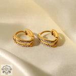 18K Gold Double Circle Diamond Earrings - QH Clothing