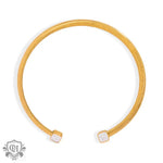 18k gold trendy and fashionable C-shaped open necklace with double-headed diamond design - QH Clothing