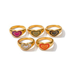 18K Gold Double Heart Gemstone Ring - QH Clothing