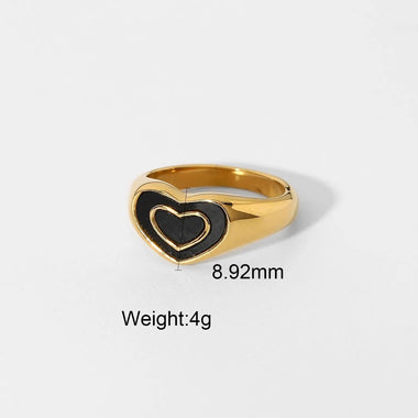 18K Gold Double Heart Gemstone Ring - QH Clothing