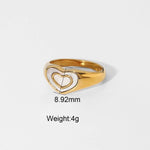 18K Gold Double Heart Gemstone Ring - QH Clothing