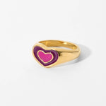 18K Gold Double Heart Gemstone Ring - QH Clothing