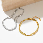 18K gold exquisite and simple double-layer design versatile bracelet with round beads - QH Clothing