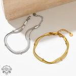 18K gold exquisite and simple double-layer design versatile bracelet with round beads - QH Clothing