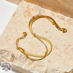 18K gold exquisite and simple double-layer design versatile bracelet with round beads - QH Clothing