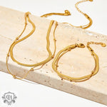 18K gold exquisite and simple double-layer design versatile bracelet with round beads - QH Clothing