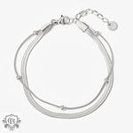 18K gold exquisite and simple double-layer design versatile bracelet with round beads - QH Clothing