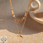 18K Gold Double Layer Fishtail Pendant Necklace - QH Clothing