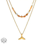 18K Gold Double Layer Fishtail Pendant Necklace - QH Clothing