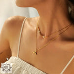 18K Gold Double Layer Fishtail Pendant Necklace - QH Clothing