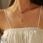 18K Gold Double Layer Fishtail Pendant Necklace - QH Clothing