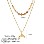 18K Gold Double Layer Fishtail Pendant Necklace - QH Clothing