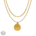 18K Gold Double Layer Geometric Necklace - QH Clothing