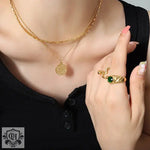 18K Gold Double Layer Geometric Necklace - QH Clothing