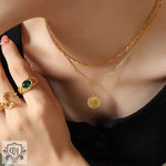 18K Gold Double Layer Geometric Necklace - QH Clothing