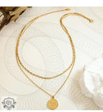 18K Gold Double Layer Geometric Necklace - QH Clothing