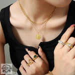 18K Gold Double Layer Geometric Necklace - QH Clothing