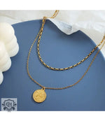 18K Gold Double Layer Geometric Necklace - QH Clothing