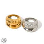 18k gold classic and fashionable double-layer hammered design ring - QH Clothing