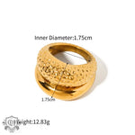 18k gold classic and fashionable double-layer hammered design ring - QH Clothing