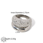 18k gold classic and fashionable double-layer hammered design ring - QH Clothing