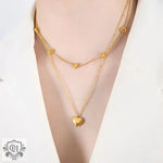 18K Gold Double Layer Love Pendant Necklace - QH Clothing