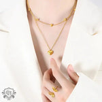 18K Gold Double Layer Love Pendant Necklace - QH Clothing