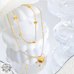 18K Gold Double Layer Love Pendant Necklace - QH Clothing