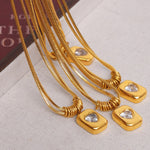 18K gold fashionable retro double-layer snake bone chain with love design light luxury style necklace - QH Clothing