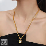 18K gold fashionable retro double-layer snake bone chain with love design light luxury style necklace - QH Clothing