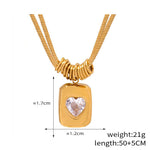 18K gold fashionable retro double-layer snake bone chain with love design light luxury style necklace - QH Clothing